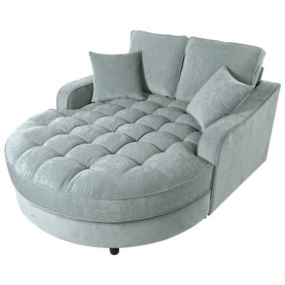Divano letto con chaise longue in ciniglia, divano imbottito con schienale trapuntato e 2 cuscini staccabili per soggiorno