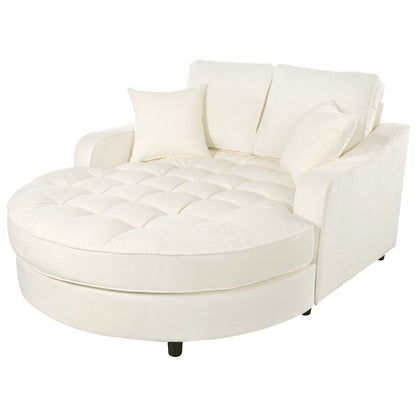 Divano letto con chaise longue in ciniglia, divano imbottito con schienale trapuntato e 2 cuscini staccabili per soggiorno