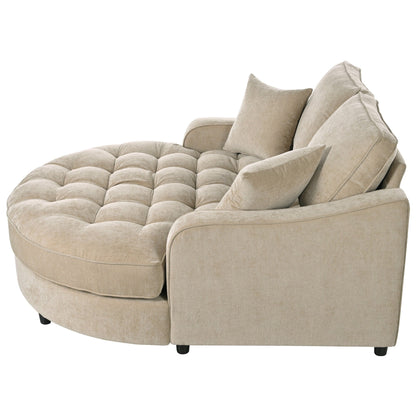 Divano letto con chaise longue in ciniglia, divano imbottito con schienale trapuntato e 2 cuscini staccabili per soggiorno