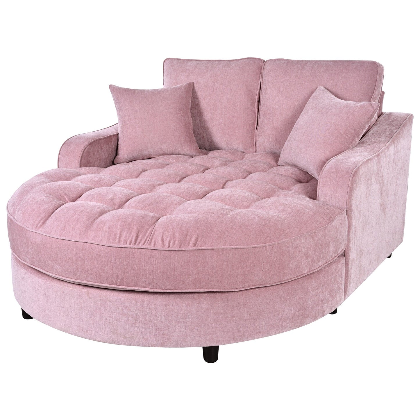 Divano letto con chaise longue in ciniglia, divano imbottito con schienale trapuntato e 2 cuscini staccabili per soggiorno