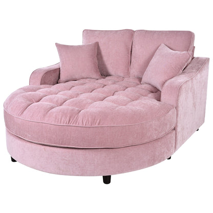 Divano letto con chaise longue in ciniglia, divano imbottito con schienale trapuntato e 2 cuscini staccabili per soggiorno