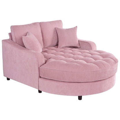 Divano letto con chaise longue in ciniglia, divano imbottito con schienale trapuntato e 2 cuscini staccabili per soggiorno
