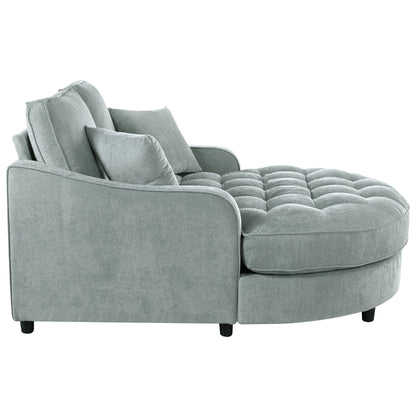 Divano letto con chaise longue in ciniglia, divano imbottito con schienale trapuntato e 2 cuscini staccabili per soggiorno