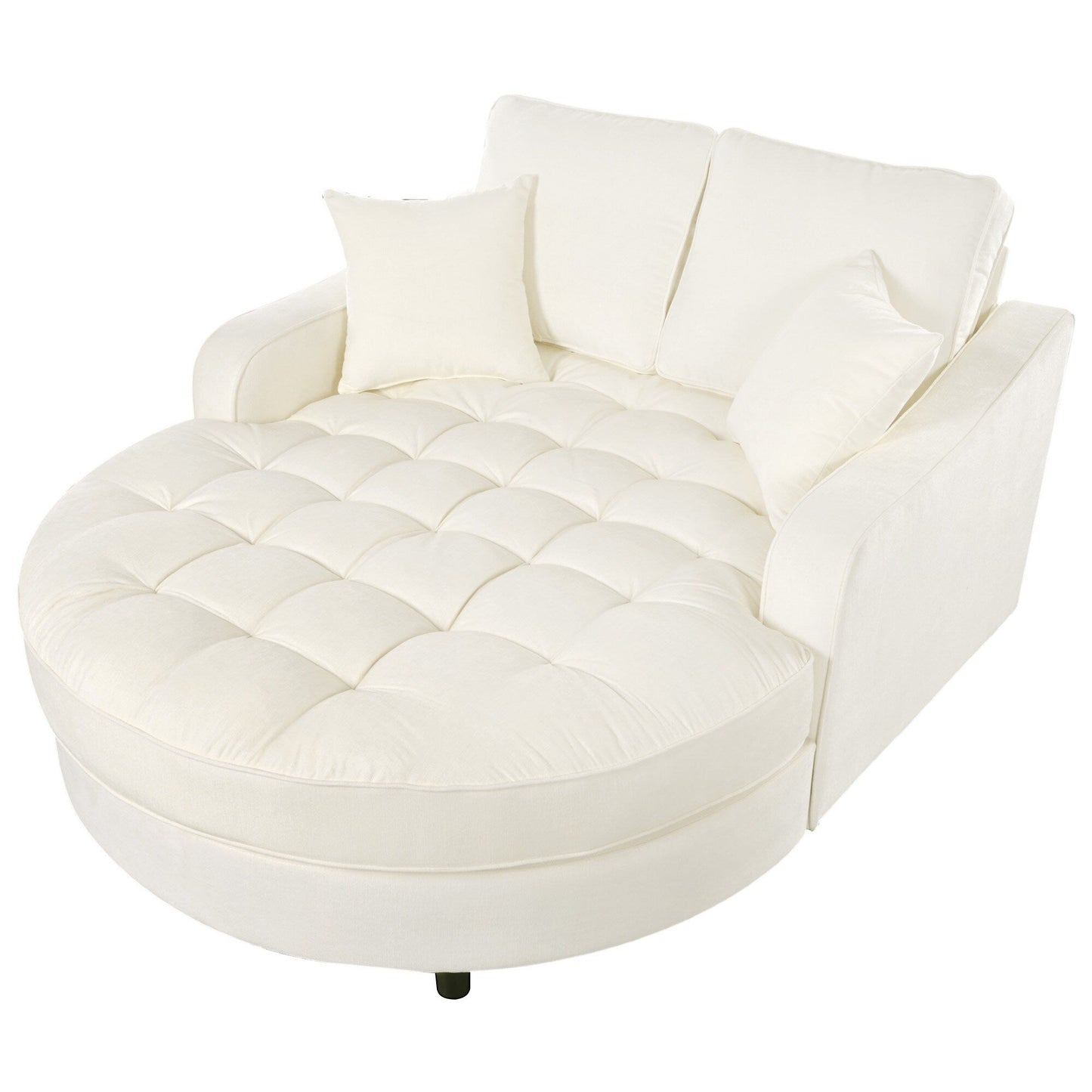Divano letto con chaise longue in ciniglia, divano imbottito con schienale trapuntato e 2 cuscini staccabili per soggiorno