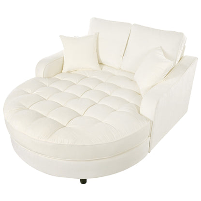 Divano letto con chaise longue in ciniglia, divano imbottito con schienale trapuntato e 2 cuscini staccabili per soggiorno