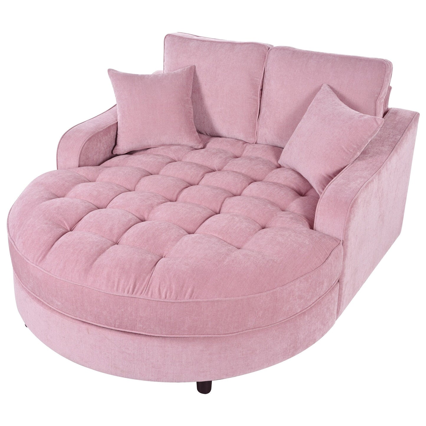 Divano letto con chaise longue in ciniglia, divano imbottito con schienale trapuntato e 2 cuscini staccabili per soggiorno