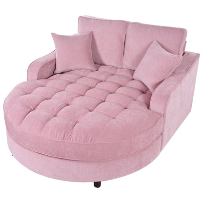 Divano letto con chaise longue in ciniglia, divano imbottito con schienale trapuntato e 2 cuscini staccabili per soggiorno