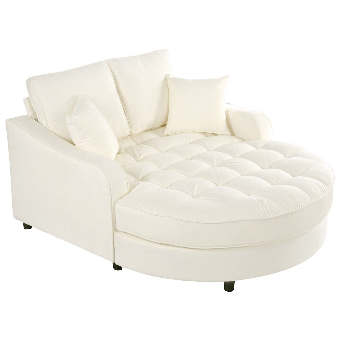 Divano letto con chaise longue in ciniglia, divano imbottito con schienale trapuntato e 2 cuscini staccabili per soggiorno