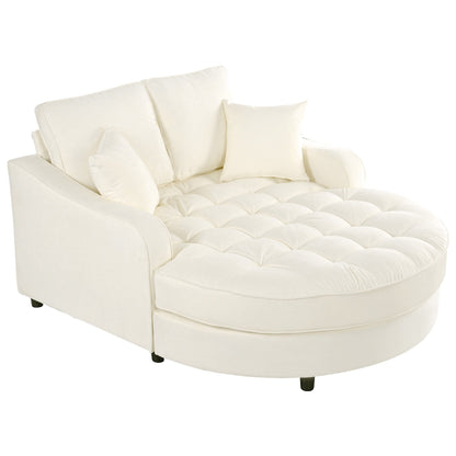 Divano letto con chaise longue in ciniglia, divano imbottito con schienale trapuntato e 2 cuscini staccabili per soggiorno