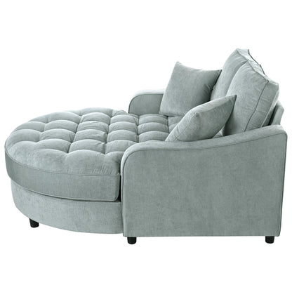 Divano letto con chaise longue in ciniglia, divano imbottito con schienale trapuntato e 2 cuscini staccabili per soggiorno