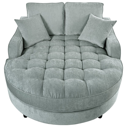 Divano letto con chaise longue in ciniglia, divano imbottito con schienale trapuntato e 2 cuscini staccabili per soggiorno