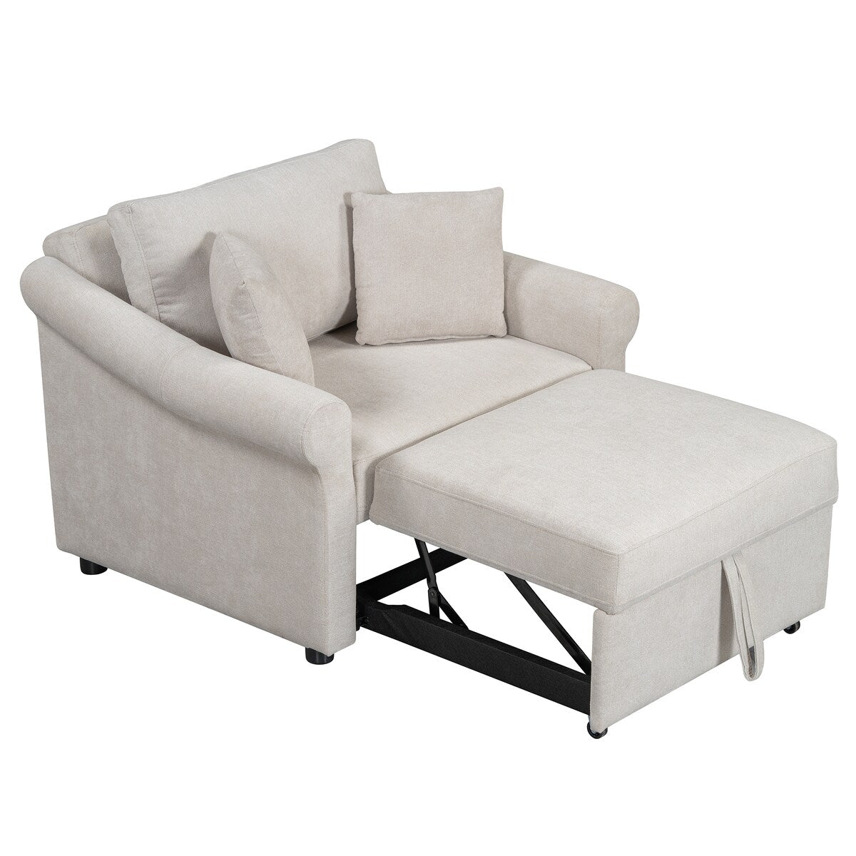 Poltrona letto trasformabile in ciniglia con schienale regolabile, poltrona 3 in 1 che si trasforma in letto, letto singolo per soggiorno