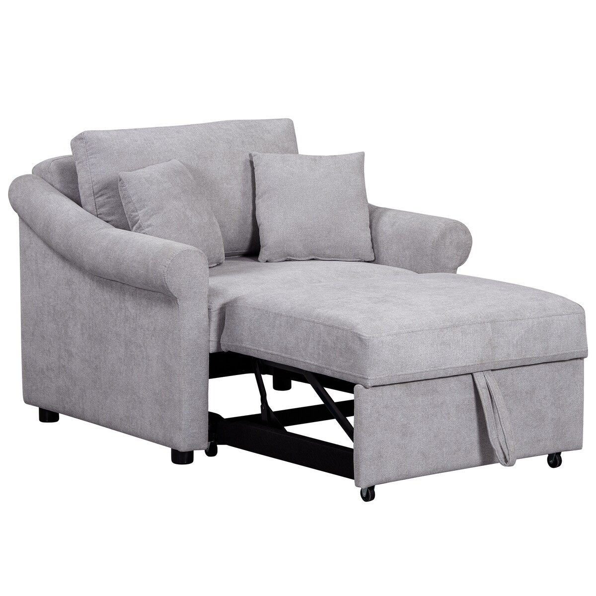 Poltrona letto trasformabile in ciniglia con schienale regolabile, poltrona 3 in 1 che si trasforma in letto, letto singolo per soggiorno