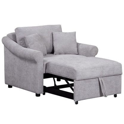 Poltrona letto trasformabile in ciniglia con schienale regolabile, poltrona 3 in 1 che si trasforma in letto, letto singolo per soggiorno