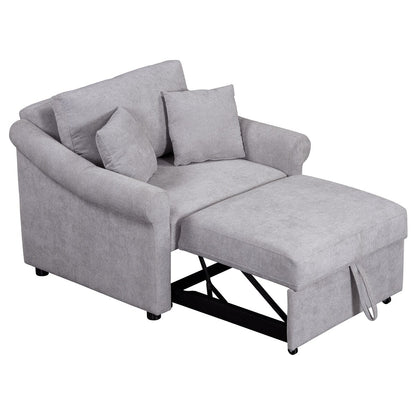 Poltrona letto trasformabile in ciniglia con schienale regolabile, poltrona 3 in 1 che si trasforma in letto, letto singolo per soggiorno