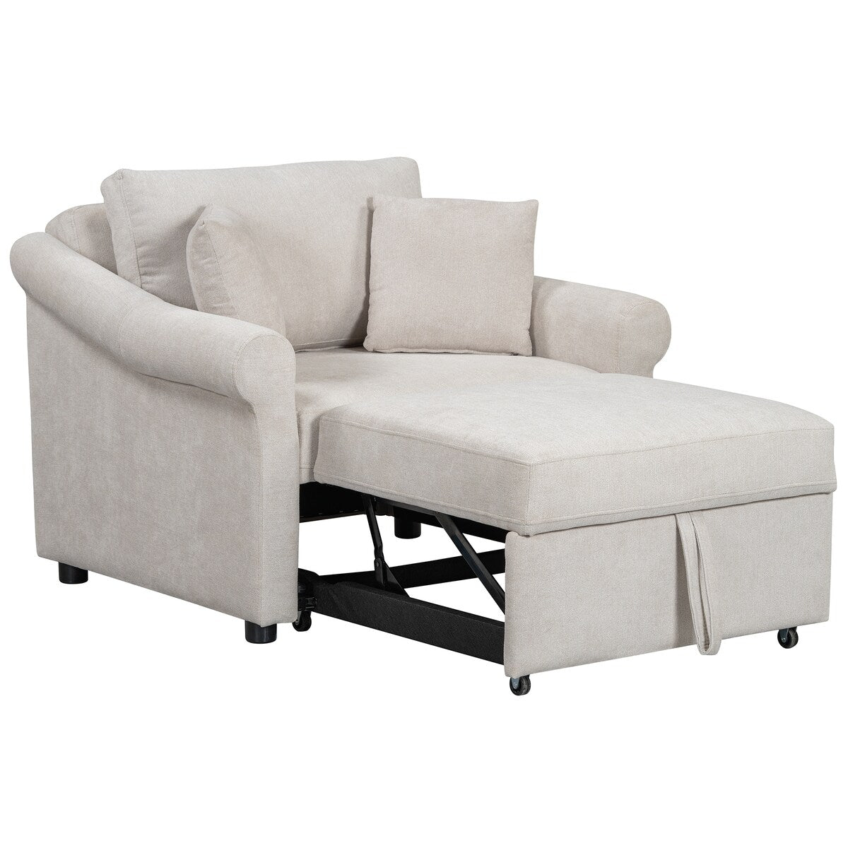 Poltrona letto trasformabile in ciniglia con schienale regolabile, poltrona 3 in 1 che si trasforma in letto, letto singolo per soggiorno