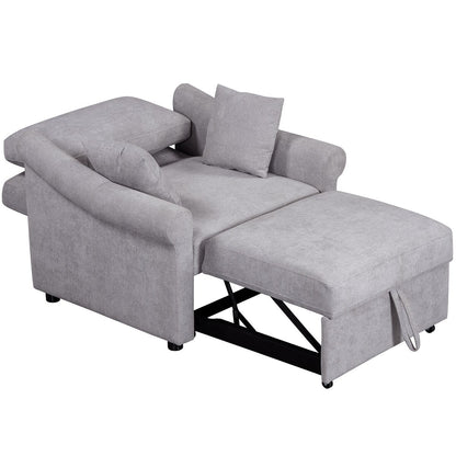 Poltrona letto trasformabile in ciniglia con schienale regolabile, poltrona 3 in 1 che si trasforma in letto, letto singolo per soggiorno