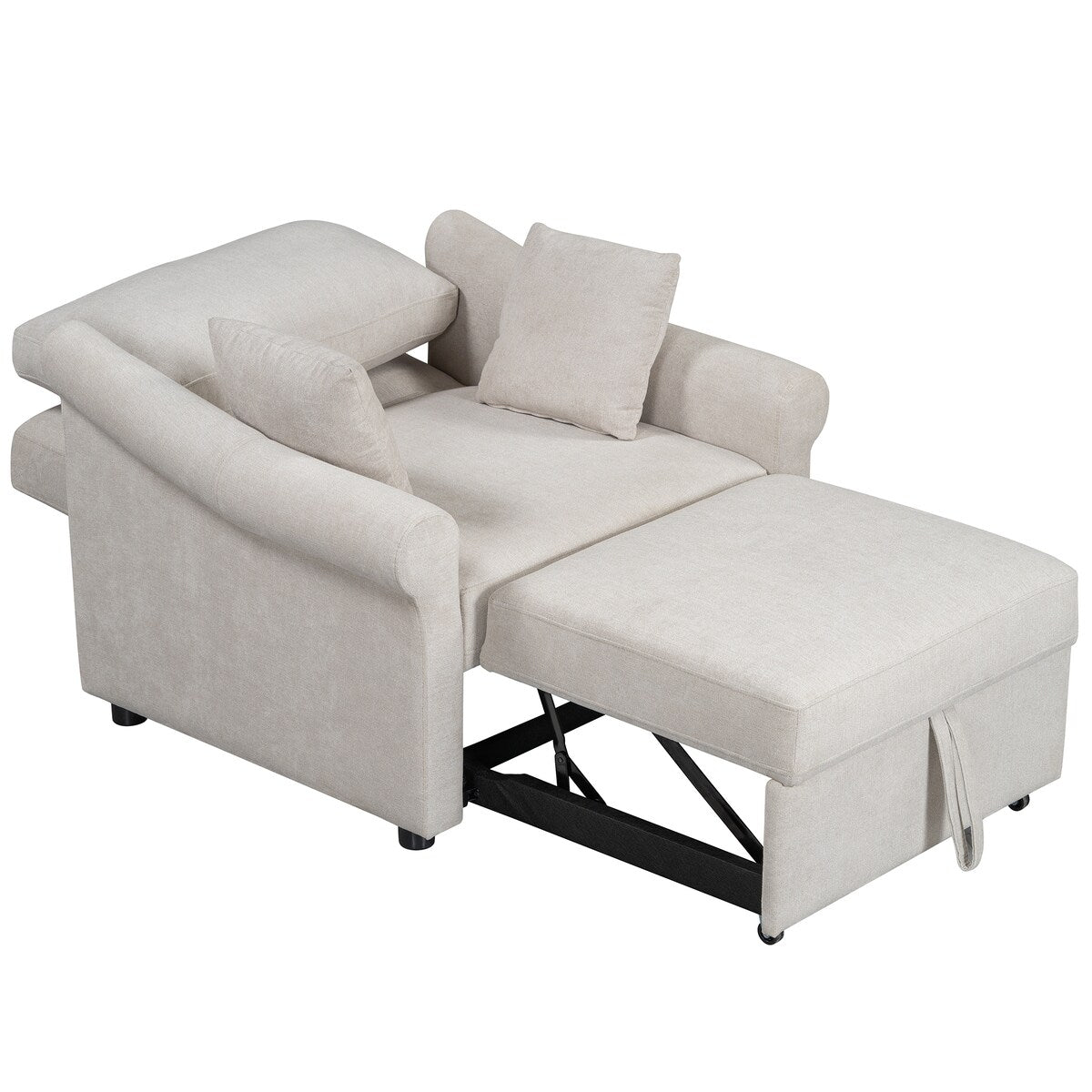 Poltrona letto trasformabile in ciniglia con schienale regolabile, poltrona 3 in 1 che si trasforma in letto, letto singolo per soggiorno