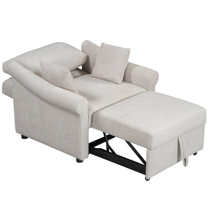 Poltrona letto trasformabile in ciniglia con schienale regolabile, poltrona 3 in 1 che si trasforma in letto, letto singolo per soggiorno