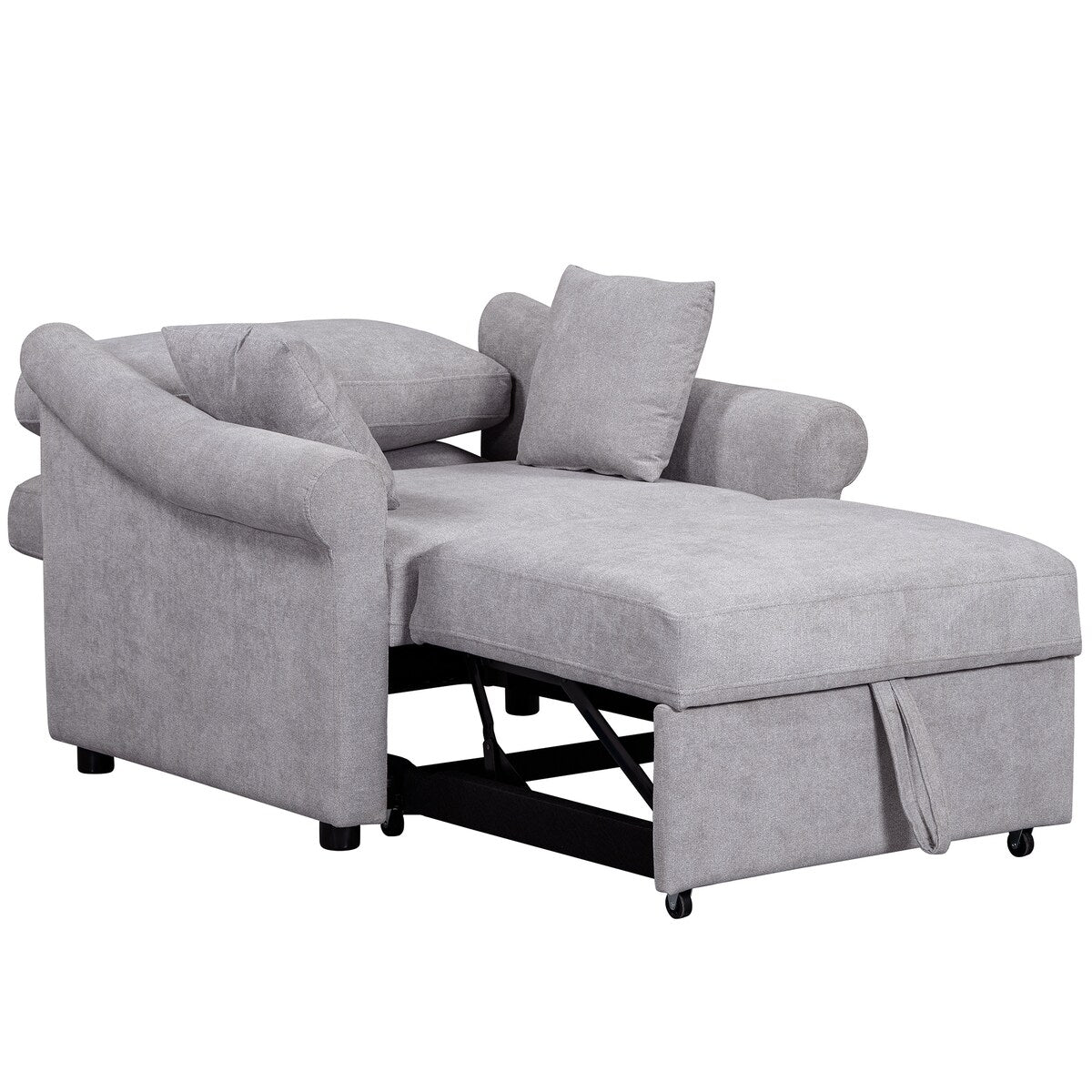Poltrona letto trasformabile in ciniglia con schienale regolabile, poltrona 3 in 1 che si trasforma in letto, letto singolo per soggiorno