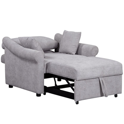 Poltrona letto trasformabile in ciniglia con schienale regolabile, poltrona 3 in 1 che si trasforma in letto, letto singolo per soggiorno