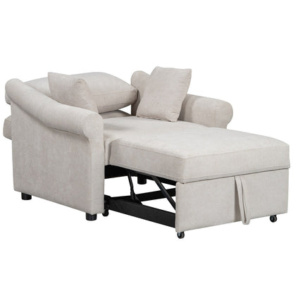 Poltrona letto trasformabile in ciniglia con schienale regolabile, poltrona 3 in 1 che si trasforma in letto, letto singolo per soggiorno