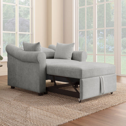 Poltrona letto trasformabile in ciniglia con schienale regolabile, poltrona 3 in 1 che si trasforma in letto, letto singolo per soggiorno