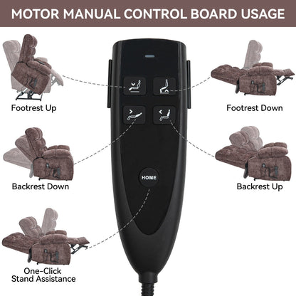 Poltrona reclinabile elettrica Chenille Dual Motor Infinite Position, poltrona reclinabile oversize con massaggio termico e telecomando elettrico