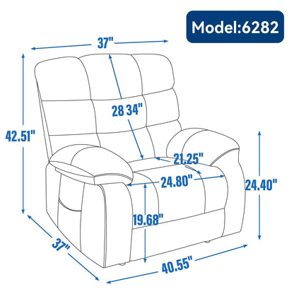 Poltrona reclinabile elettrica Chenille Dual Motor Infinite Position, poltrona reclinabile oversize con massaggio termico e telecomando elettrico
