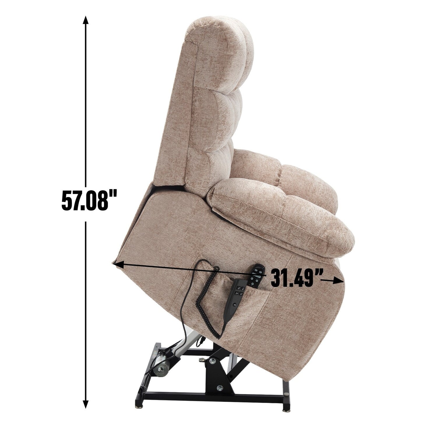 Poltrona reclinabile elettrica Chenille Dual Motor Infinite Position, poltrona reclinabile oversize con massaggio termico e telecomando elettrico