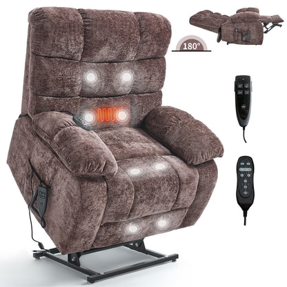 Poltrona reclinabile elettrica Chenille Dual Motor Infinite Position, poltrona reclinabile oversize con massaggio termico e telecomando elettrico