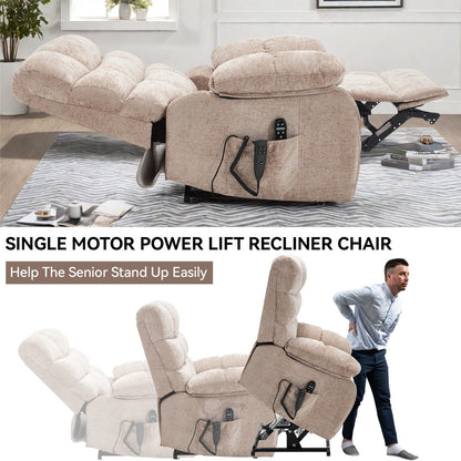 Poltrona reclinabile elettrica Chenille Dual Motor Infinite Position, poltrona reclinabile oversize con massaggio termico e telecomando elettrico