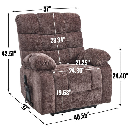 Poltrona reclinabile elettrica Chenille Dual Motor Infinite Position, poltrona reclinabile oversize con massaggio termico e telecomando elettrico