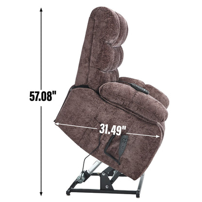 Poltrona reclinabile elettrica Chenille Dual Motor Infinite Position, poltrona reclinabile oversize con massaggio termico e telecomando elettrico