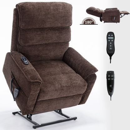 Poltrona reclinabile Chenille Dual Motor Infinite Power Lift con telecomando, massaggio termico e meccanismo di movimento per impieghi gravosi