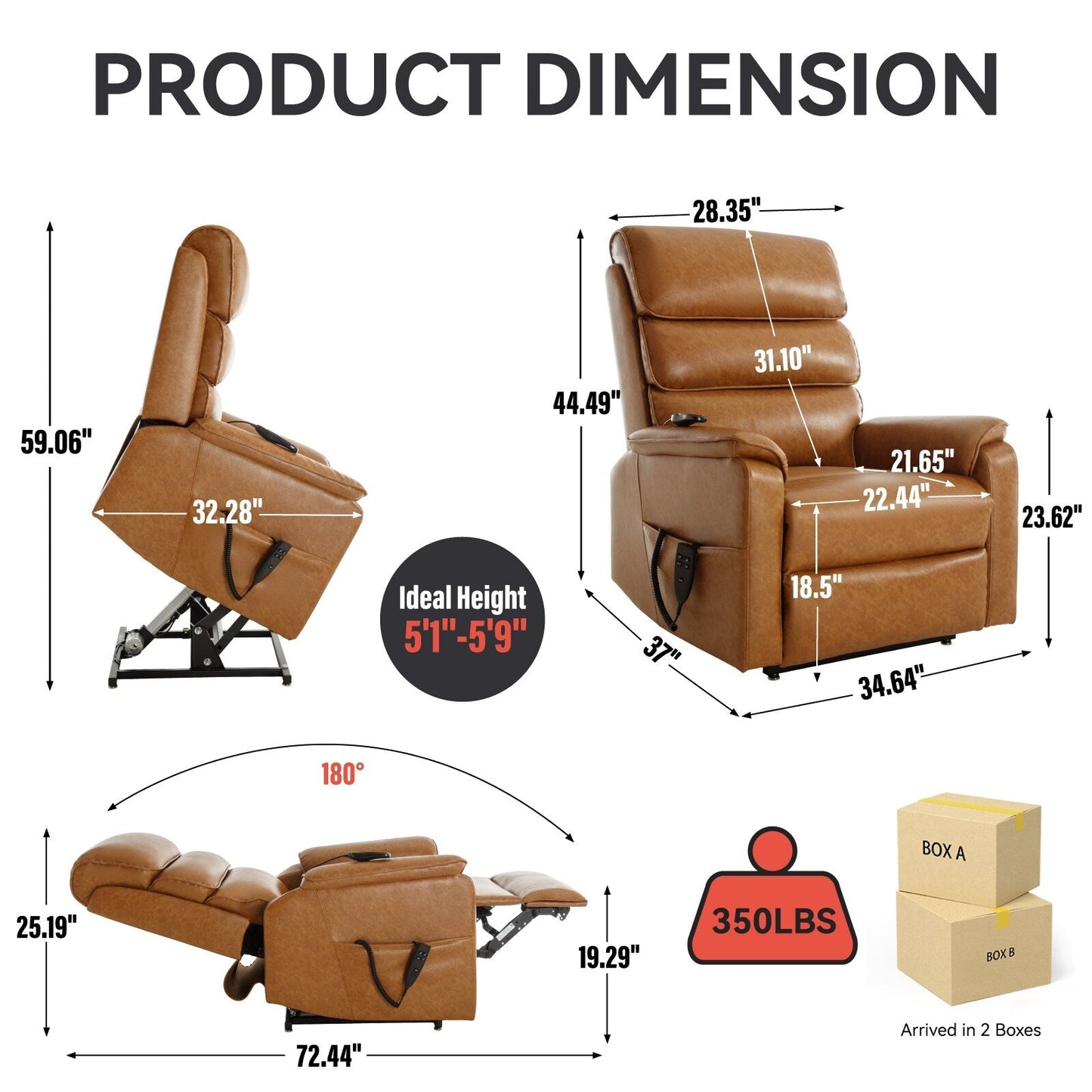 Poltrona reclinabile Chenille Dual Motor Infinite Power Lift con telecomando, massaggio termico e meccanismo di movimento per impieghi gravosi