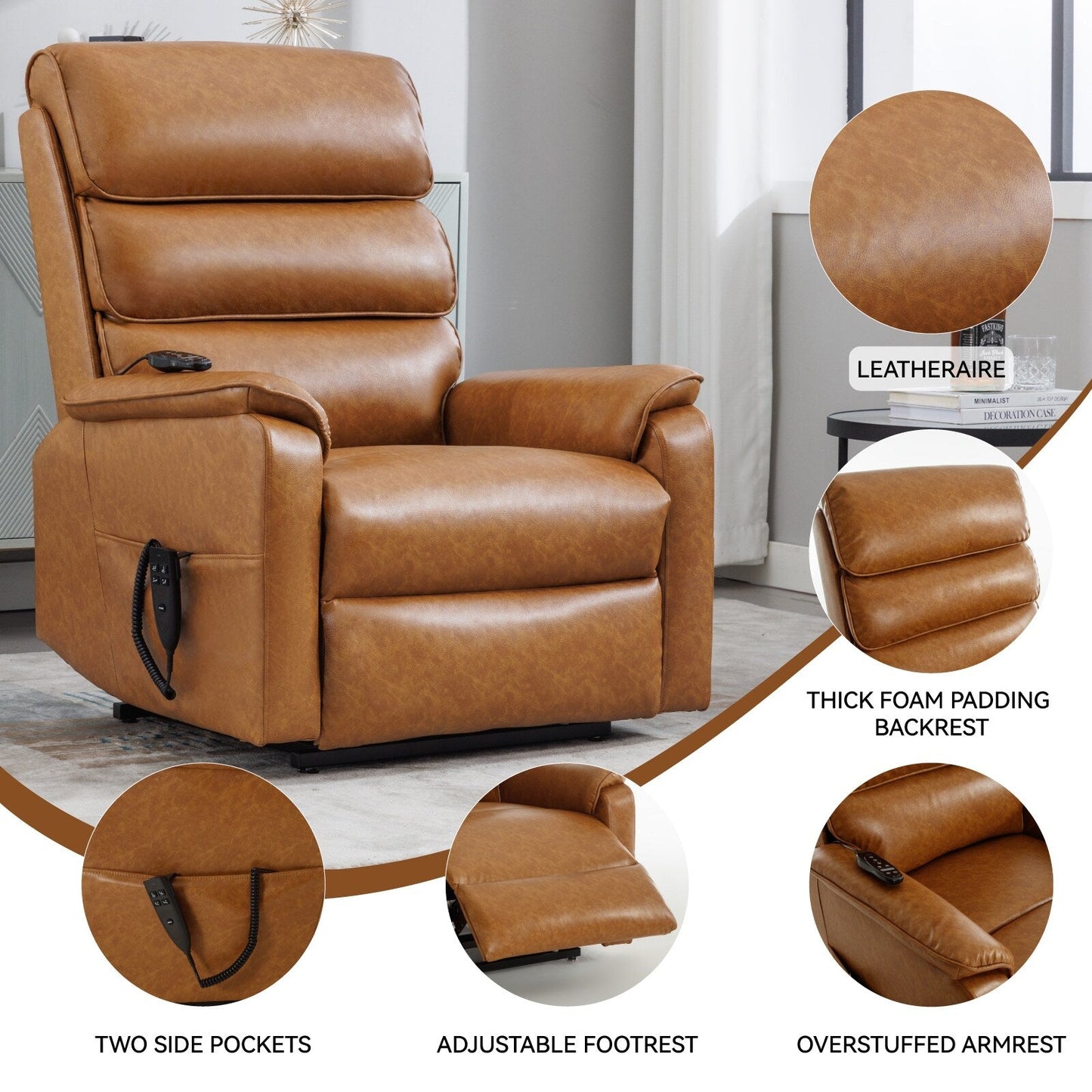 Poltrona reclinabile Chenille Dual Motor Infinite Power Lift con telecomando, massaggio termico e meccanismo di movimento per impieghi gravosi