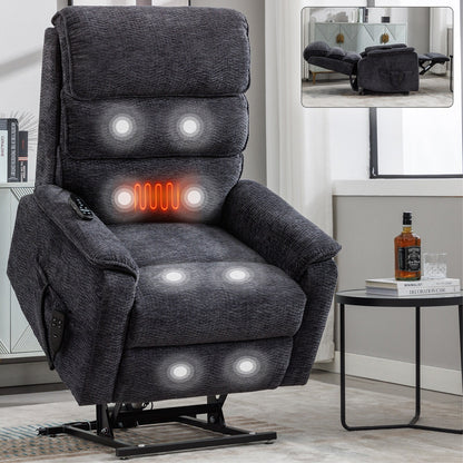 Poltrona reclinabile Chenille Dual Motor Infinite Power Lift con telecomando, massaggio termico e meccanismo di movimento per impieghi gravosi