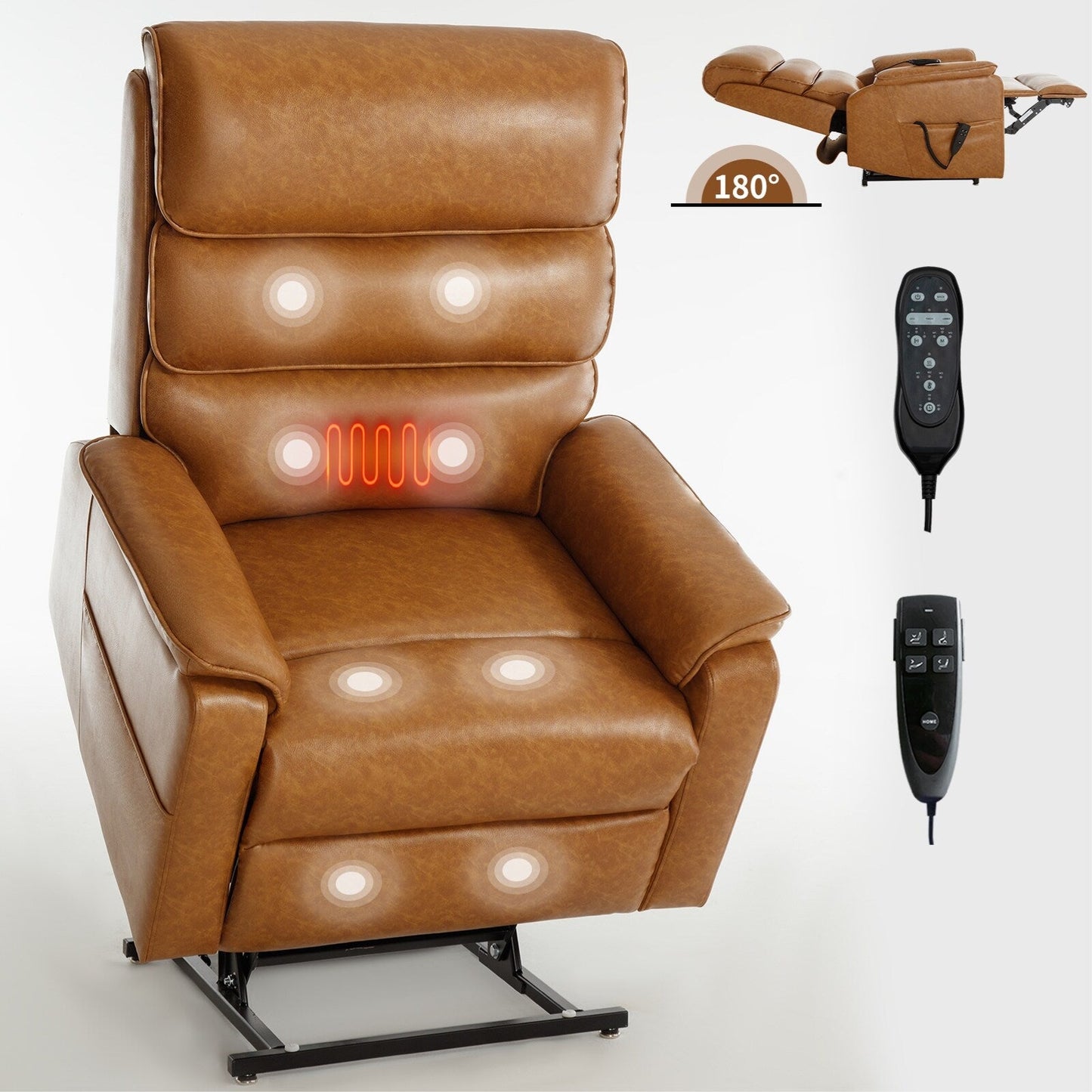 Poltrona reclinabile Chenille Dual Motor Infinite Power Lift con telecomando, massaggio termico e meccanismo di movimento per impieghi gravosi