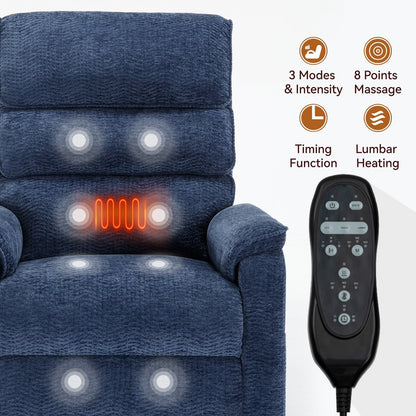 Poltrona reclinabile Chenille Dual Motor Infinite Power Lift con telecomando, massaggio termico e meccanismo di movimento per impieghi gravosi
