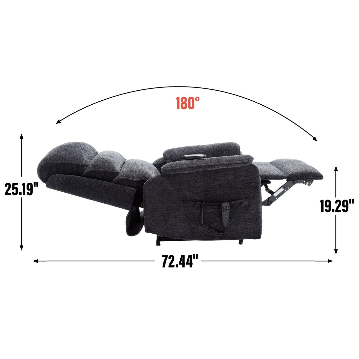 Poltrona reclinabile Chenille Dual Motor Infinite Power Lift con telecomando, massaggio termico e meccanismo di movimento per impieghi gravosi