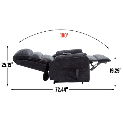 Poltrona reclinabile Chenille Dual Motor Infinite Power Lift con telecomando, massaggio termico e meccanismo di movimento per impieghi gravosi