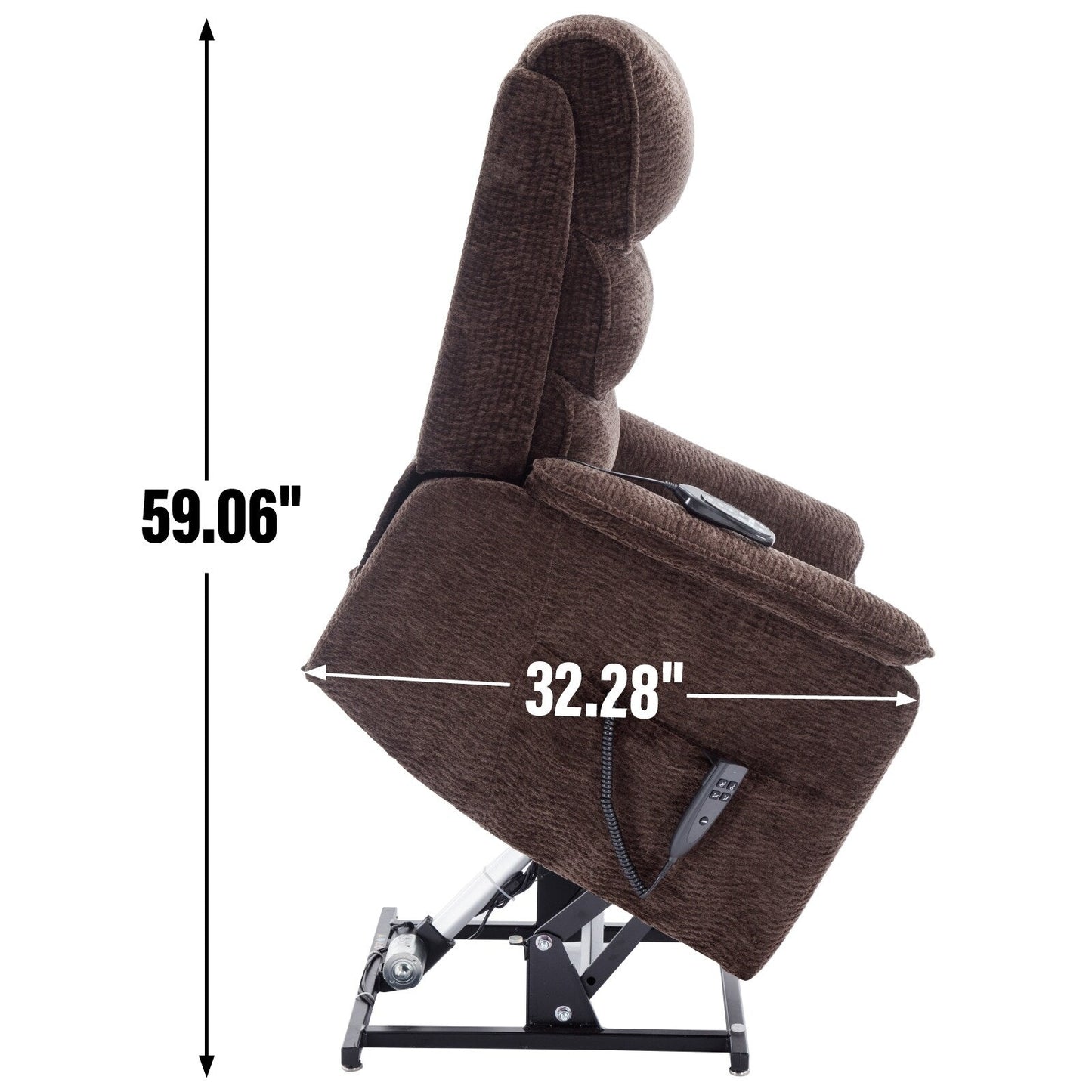Poltrona reclinabile Chenille Dual Motor Infinite Power Lift con telecomando, massaggio termico e meccanismo di movimento per impieghi gravosi