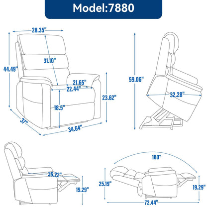Poltrona reclinabile Chenille Dual Motor Infinite Power Lift con telecomando, massaggio termico e meccanismo di movimento per impieghi gravosi
