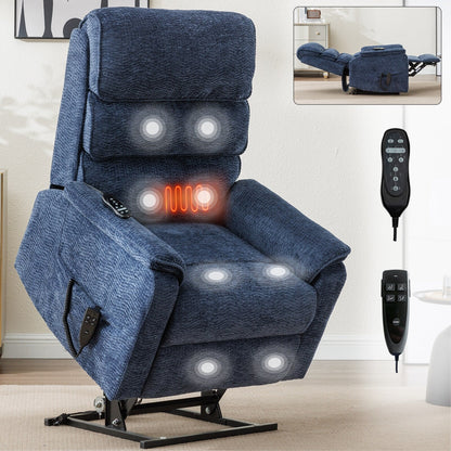 Poltrona reclinabile Chenille Dual Motor Infinite Power Lift con telecomando, massaggio termico e meccanismo di movimento per impieghi gravosi
