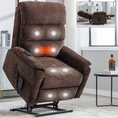 Poltrona reclinabile Chenille Dual Motor Infinite Power Lift con telecomando, massaggio termico e meccanismo di movimento per impieghi gravosi