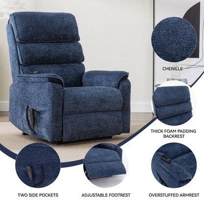 Poltrona reclinabile Chenille Dual Motor Infinite Power Lift con telecomando, massaggio termico e meccanismo di movimento per impieghi gravosi