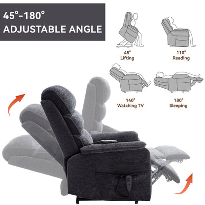 Poltrona reclinabile Chenille Dual Motor Infinite Power Lift con telecomando, massaggio termico e meccanismo di movimento per impieghi gravosi
