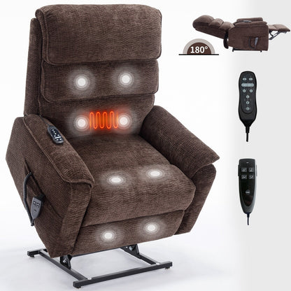 Poltrona reclinabile Chenille Dual Motor Infinite Power Lift con telecomando, massaggio termico e meccanismo di movimento per impieghi gravosi