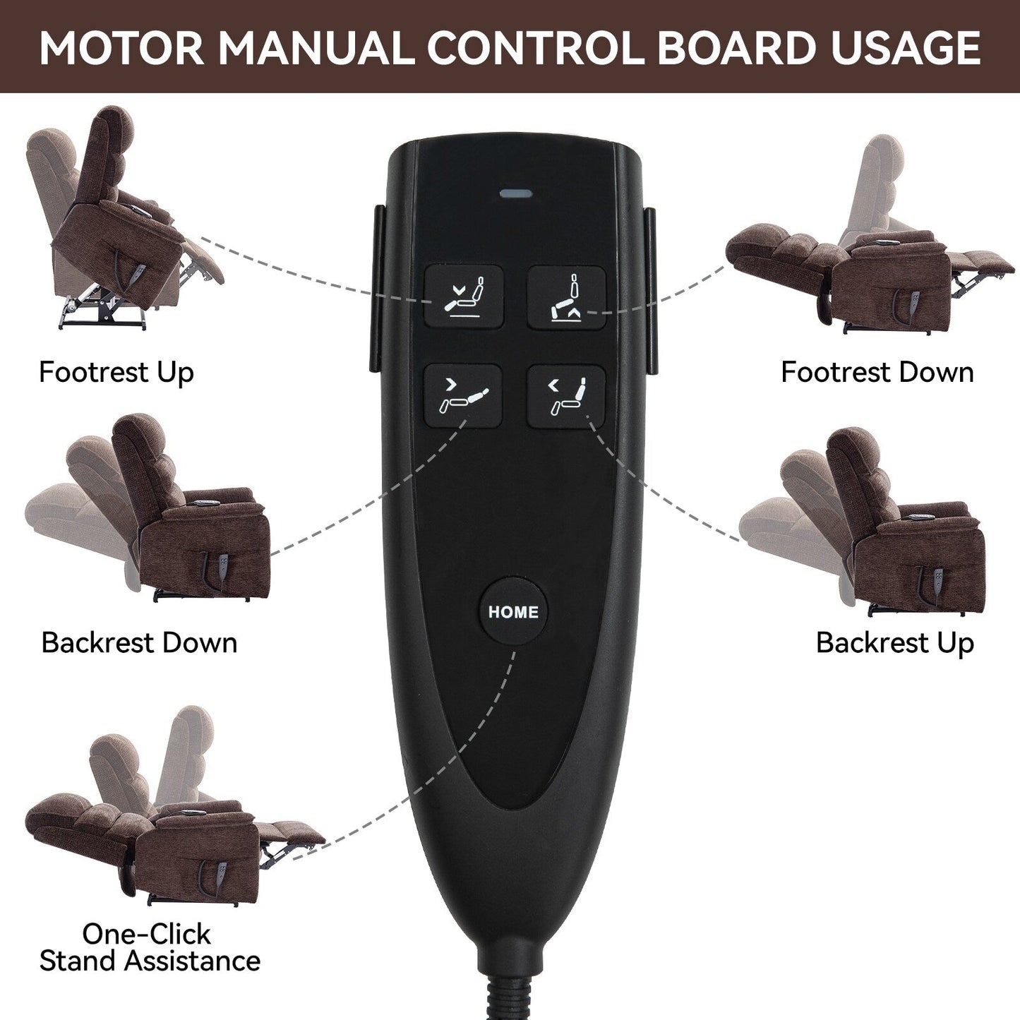 Poltrona reclinabile Chenille Dual Motor Infinite Power Lift con telecomando, massaggio termico e meccanismo di movimento per impieghi gravosi